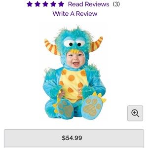 Lil’ Monster plush Halloween costume 6-12 months In Character